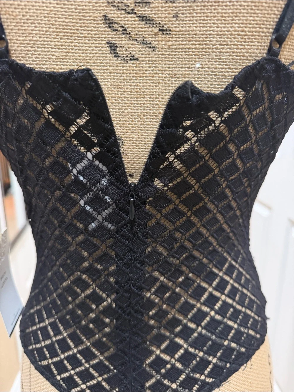 Black Lace Sheer Chemise Bodysuit